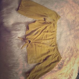 Mustard yellow off shoulder crop